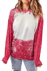 Fiery Red Tie-dyed Crew Neck Pullover Sweatshirt Sweatshirts & Hoodies JT's Designer Fashion