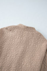 Light French Beige Floral Quilted Jacket Jackets JT's Designer Fashion