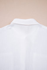 White Cotton Gauze Lace Patchwork Long Sleeve Shirt Blouses & Shirts JT's Designer Fashion