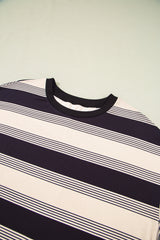 Black Stripe Short Sleeve T Shirt and High Waist Pocketed Shorts Set Short Sets JT's Designer Fashion