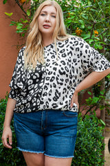 Black yvonne-2-tone-leopard-blouse Plus Size JT's Designer Fashion