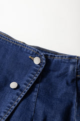 Bluing Asymmetric Wrapped Buttoned High Waist Denim Shorts Denim Shorts JT's Designer Fashion