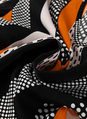 Orange Geo Print Colorblock Notched V Neck Blouse Blouses & Shirts JT's Designer Fashion