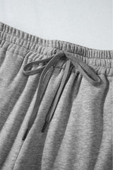 Light Grey Solid Color Fleece Lined Drawstring Waist Casual Pants Pants & Culotte JT's Designer Fashion