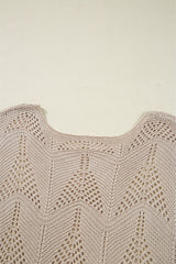 Parchment Hollow Out Knit 7/8 Sleeve Casual Sweater Sweaters JT's Designer Fashion