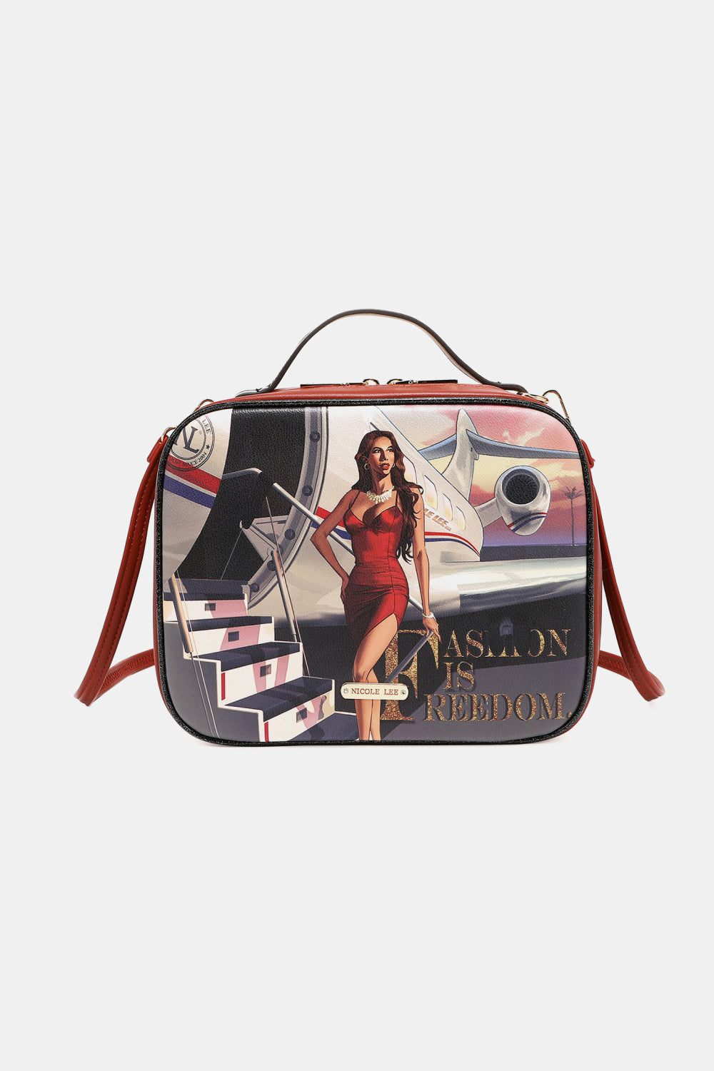 Nicole Lee USA Printed Handbag with Three Pouches Travel In Fashion One Size Handbags JT's Designer Fashion