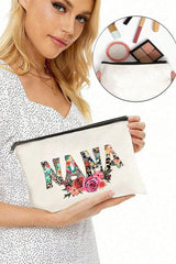White Leopard Flower NANA Print Cosmetic Bag Makeup Bags JT's Designer Fashion