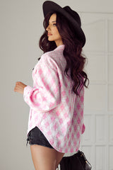 Delicacy Geometric Print Textured Flap Detail Shacket with Pocket Jackets JT's Designer Fashion