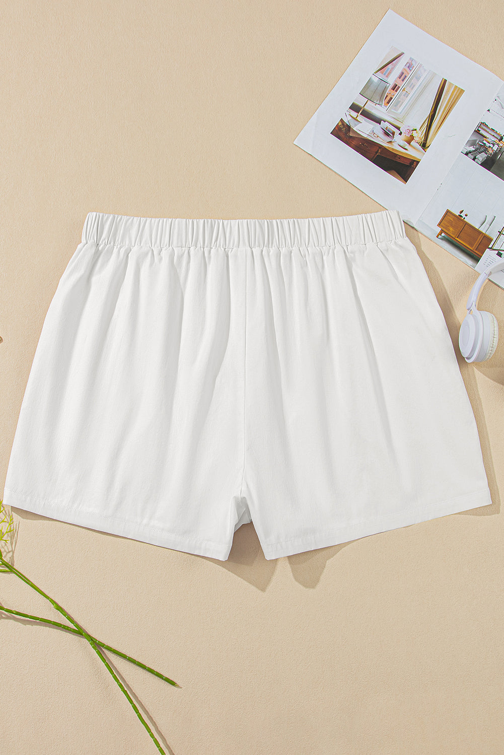 White Bow Decor Pockets Plus Size Shorts Plus Size Bottoms JT's Designer Fashion