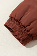 Coffee Quilted Puffer Stand Neck Zipped Mid-length Coat Coats JT's Designer Fashion