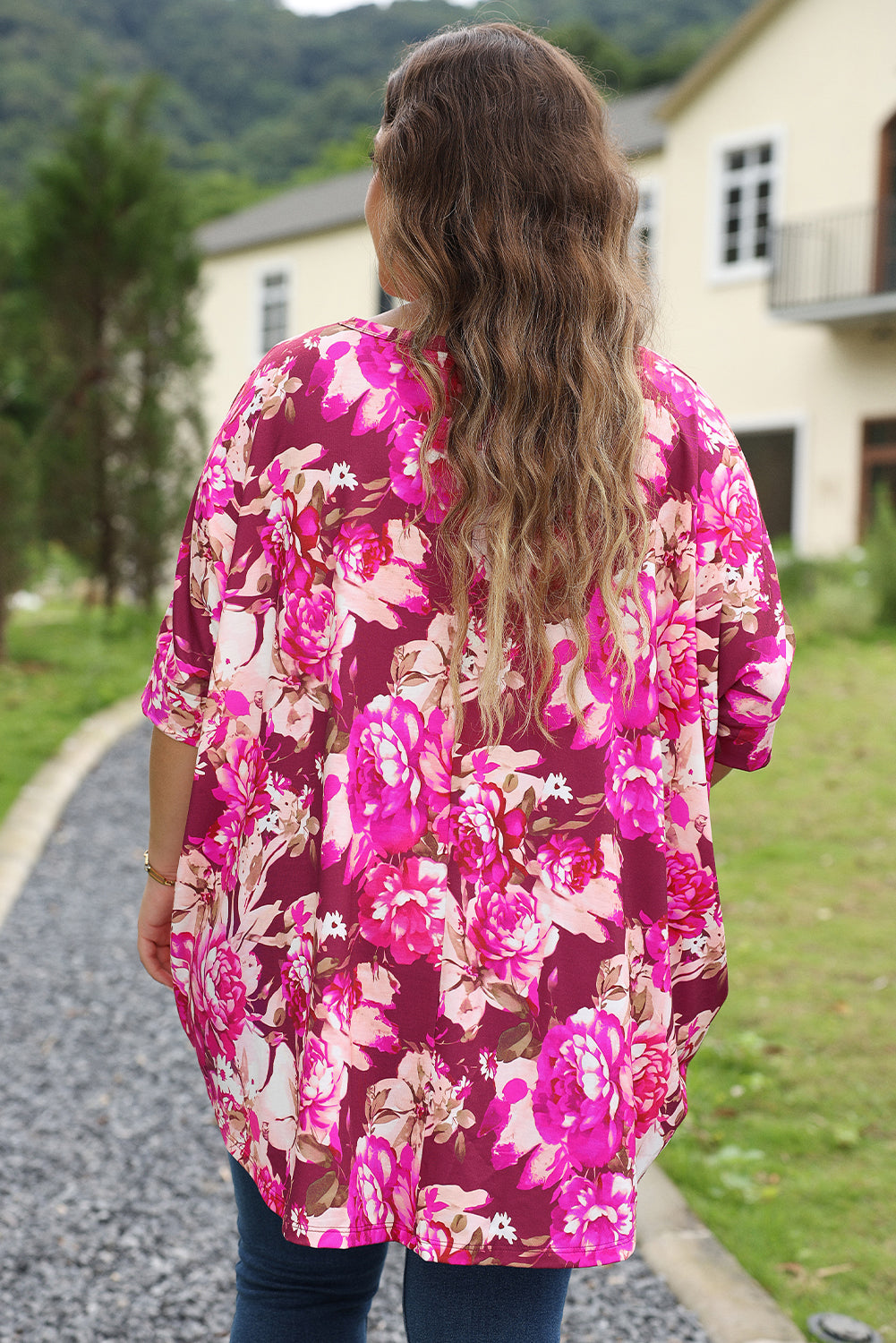 Red Floral / Leopard Print Short Sleeve Plus Size Blouse Plus Size JT's Designer Fashion