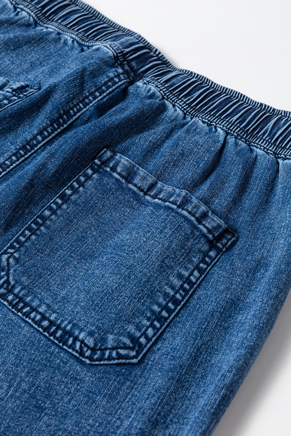 Sail Blue Mineral Wash Drawstring Waist Loose Straight Denim Pants Jeans JT's Designer Fashion