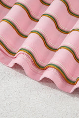 Pink Stripe Wide Short Sleeve Tee and Short Set Short Sets JT's Designer Fashion