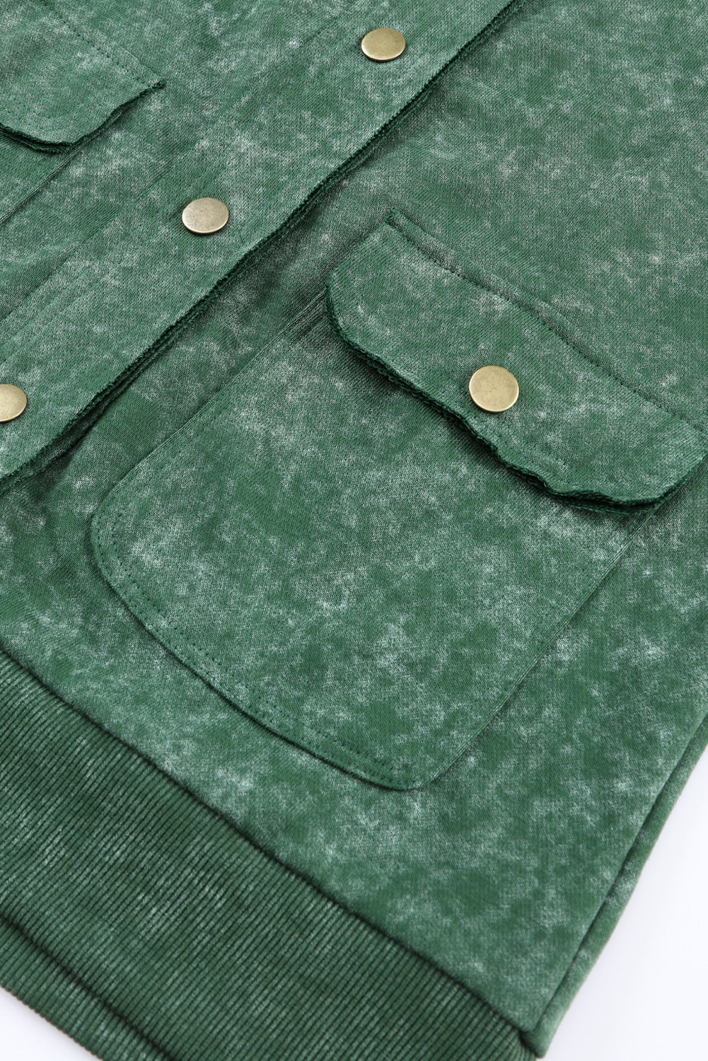 Green Vintage Washed Flap Pocket Button Shacket Jackets JT's Designer Fashion