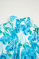 Green Floral Frilled Collar Three Quarters Sleeve Elegant Shirt Blouses & Shirts JT's Designer Fashion