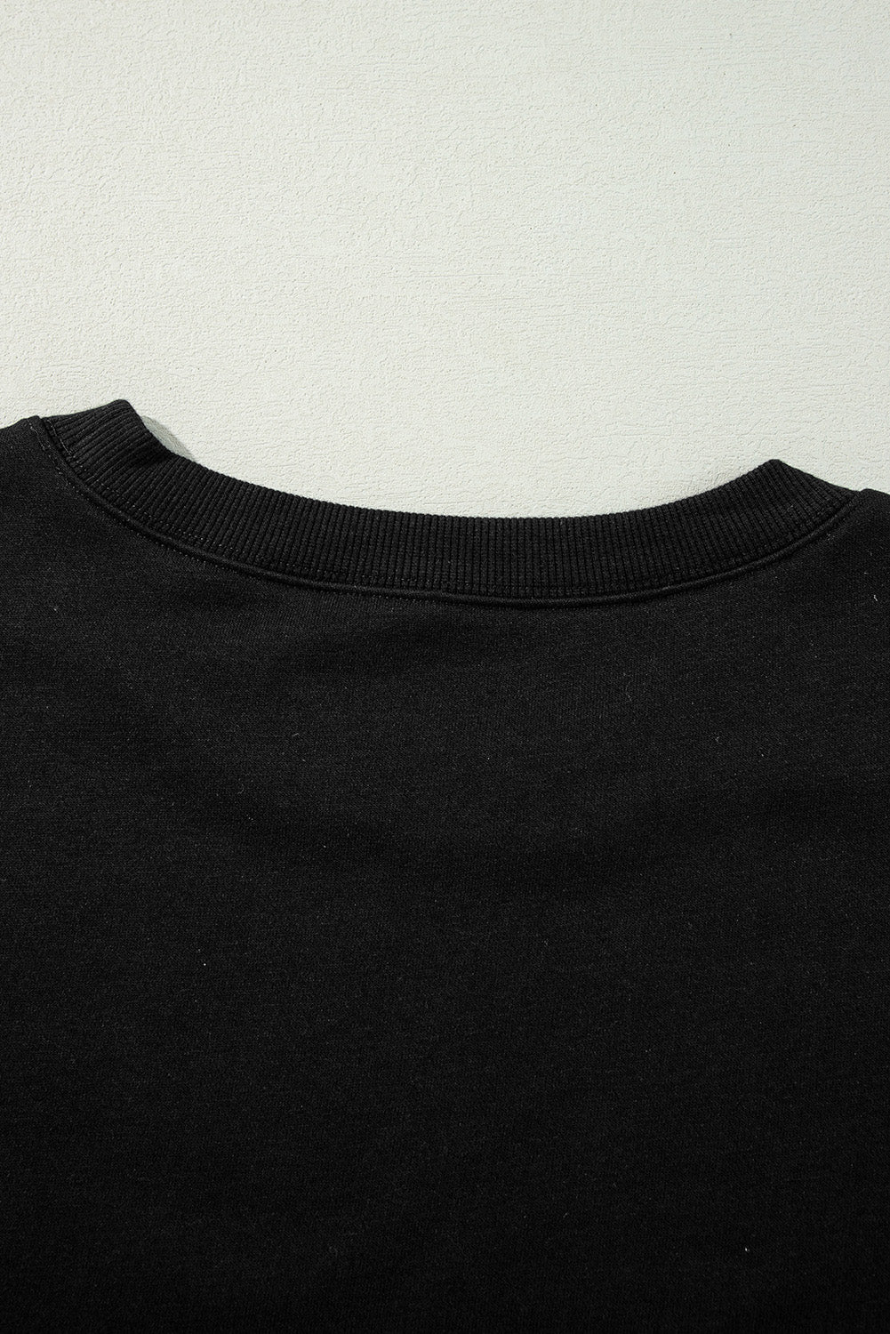 Black Exposed Seam Drop Shoulder Round Neck Sweatshirt with Slits Sweatshirts & Hoodies JT's Designer Fashion