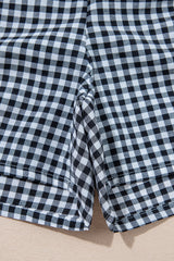 Black Gingham Printed High Waist Shorts Casual Shorts JT's Designer Fashion