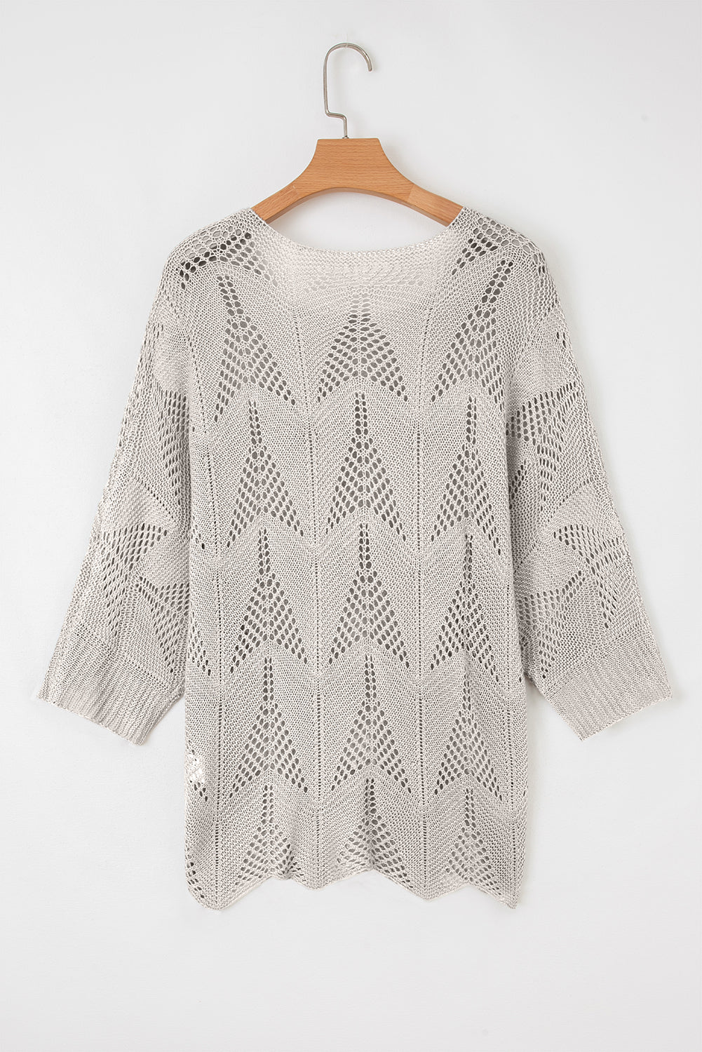 Seagrass Hollow Out Knit 7/8 Sleeve Casual Sweater Sweaters JT's Designer Fashion