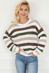 Stripe Crochet Hollow out Knit Sweater Sweaters & Cardigans JT's Designer Fashion