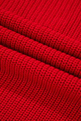Racing Red Solid Textured Knit V Neck Drop Shoulder Sweater Sweaters JT's Designer Fashion