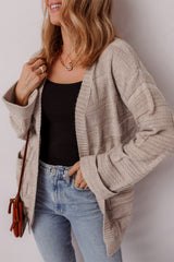Delicacy Textured Knit Open Front Chic Cardigan with Pockets Cardigans JT's Designer Fashion