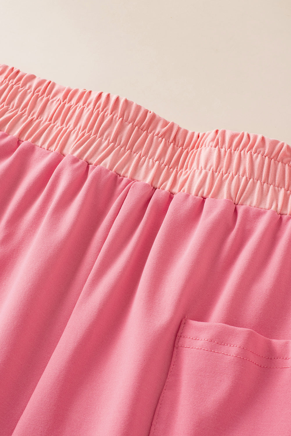 Peach Blossom Contrast Trim Cap Sleeve Tee Shorts Set Short Sets JT's Designer Fashion