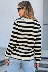 Black Stripe Chic Golden Button Cardigan Sweater Cardigans JT's Designer Fashion
