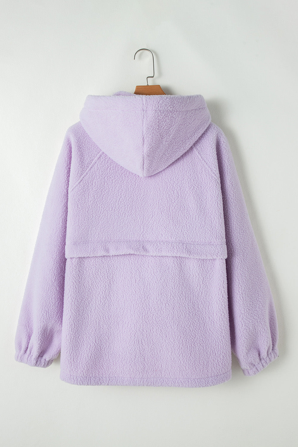 Lavendula Zipped Patch Pocket Fuzzy Drawstring Hoodie Sweatshirts & Hoodies JT's Designer Fashion