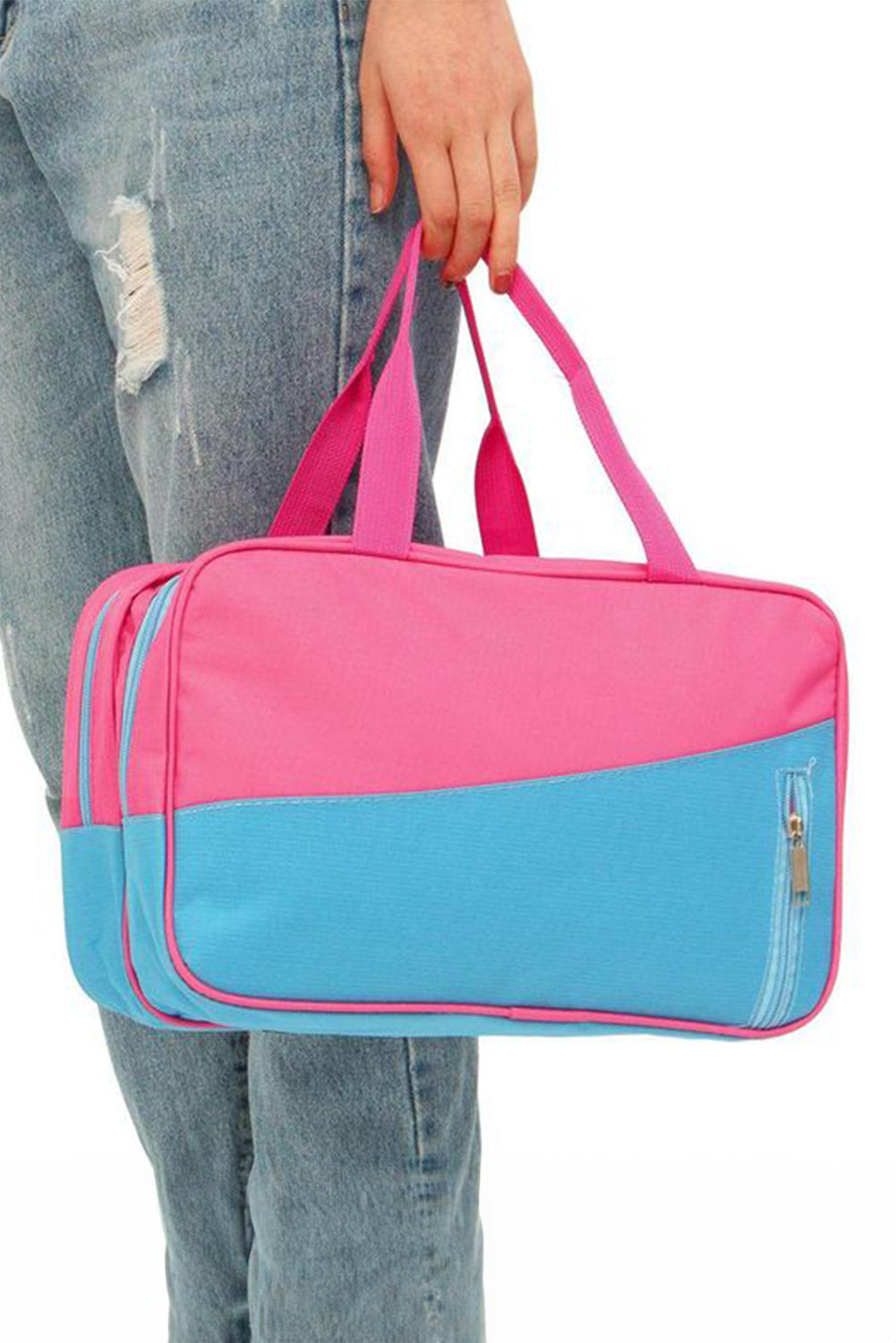 Bonbon Color Block Multi Zip Pocket Portable Yoga Bag Makeup Bags JT's Designer Fashion