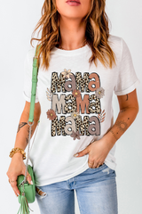 White Floral Leopard MaMa Graphic Mothers Day T Shirt Graphic Tees JT's Designer Fashion