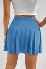 Blue A-line Draped High Waist Phone Pocket Lined Skort Bottoms JT's Designer Fashion