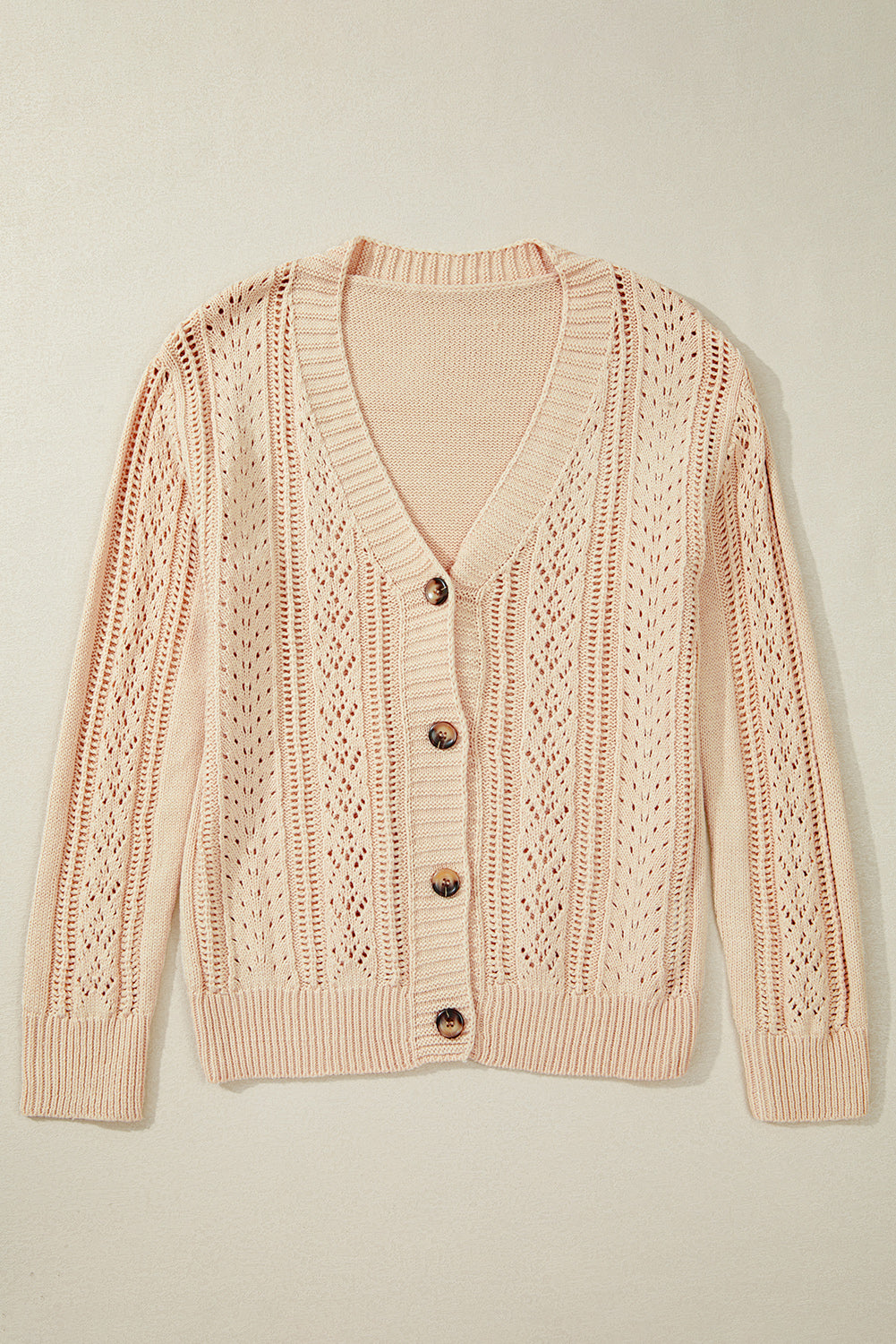 Beige Open Knit Drop Shoulder Sweater Cardigan Cardigans JT's Designer Fashion