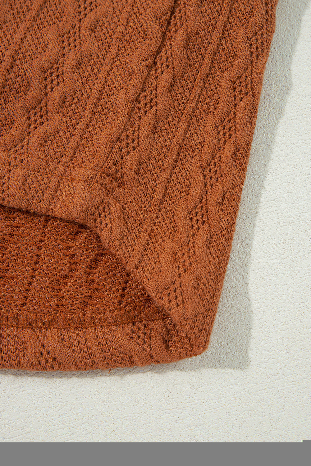 Chestnut Textured Knit Side Pockets Open Front Cardigan Cardigans JT's Designer Fashion