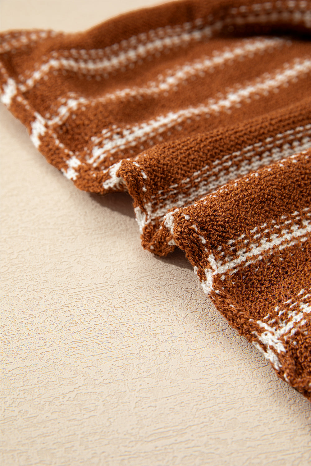 Brown Stripe Drop Shoulder Casual Sweater Sweaters JT's Designer Fashion
