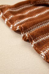 Brown Stripe Drop Shoulder Casual Sweater Sweaters JT's Designer Fashion