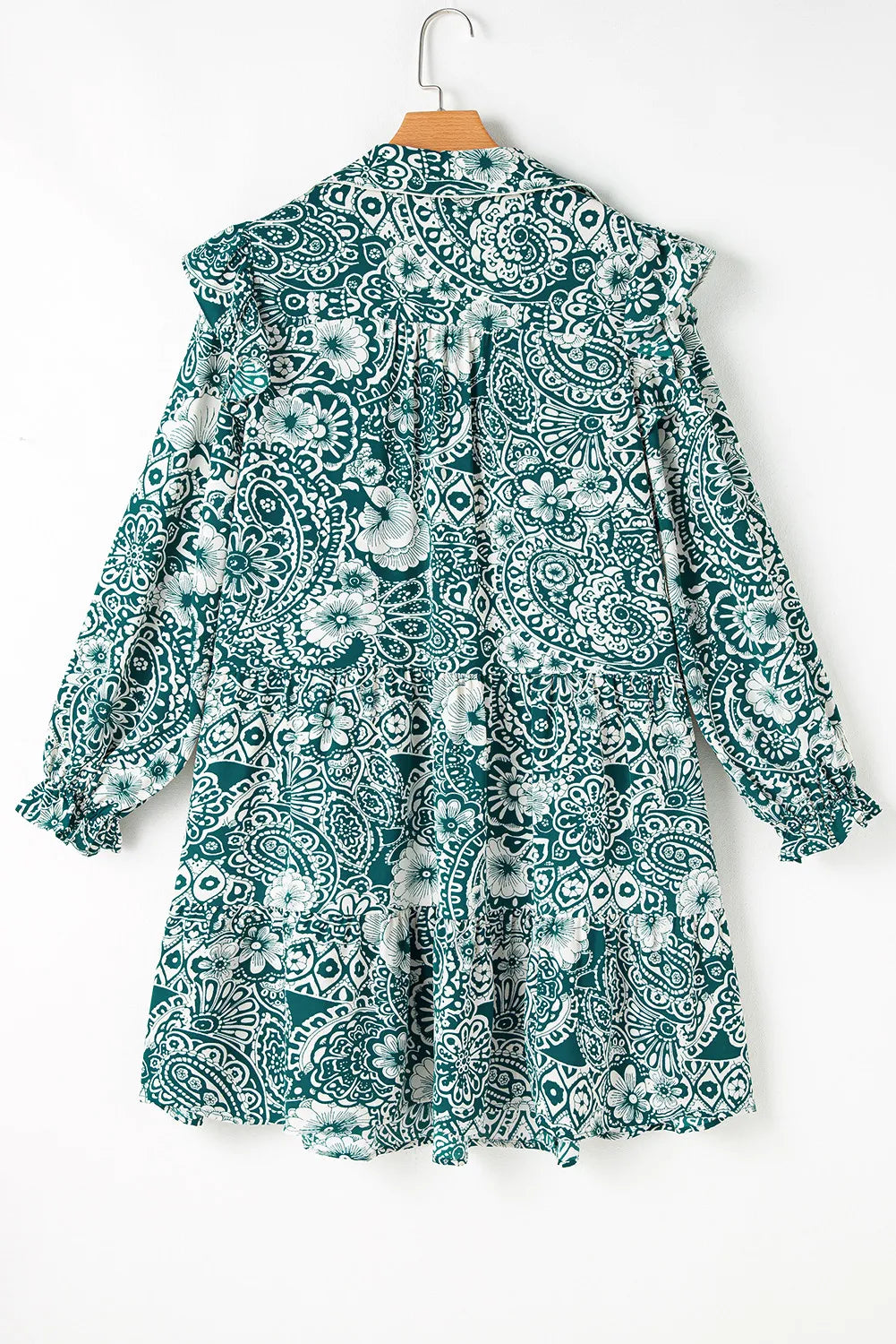 Plus Size Ruffled Printed Flounce Sleeve Dress Mini Dresses JT's Designer Fashion