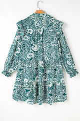 Plus Size Ruffled Printed Flounce Sleeve Dress Mini Dresses JT's Designer Fashion