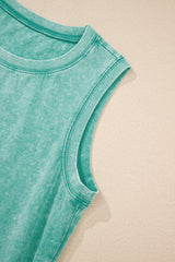 Sea Green Mineral Wash Tank Mini Dress with Pockets Mini Dresses JT's Designer Fashion