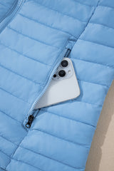 Myosotis Solid Color Quilted Zip-up Puffer Jacket Jackets JT's Designer Fashion