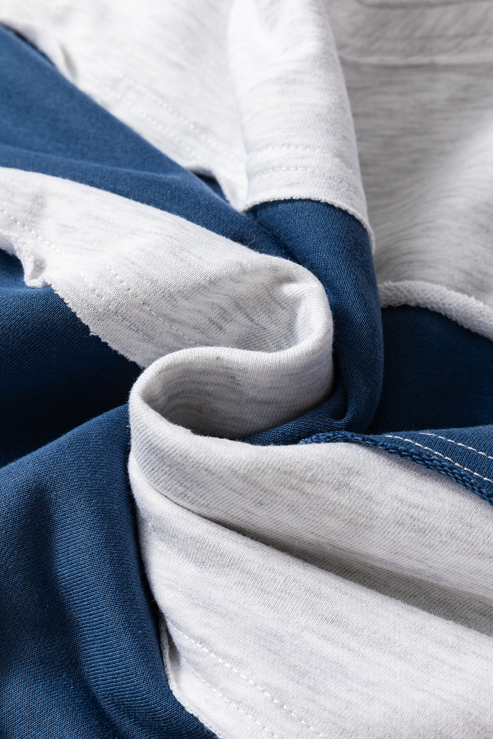 Sail Blue Colorblock Striped Patchwork Raw Seamed Sweatshirt Sweatshirts & Hoodies JT's Designer Fashion