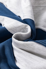 Sail Blue Colorblock Striped Patchwork Raw Seamed Sweatshirt Sweatshirts & Hoodies JT's Designer Fashion