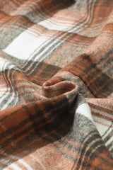 Brown Plaid Flap Pockets Shacket Plaid Shackets JT's Designer Fashion