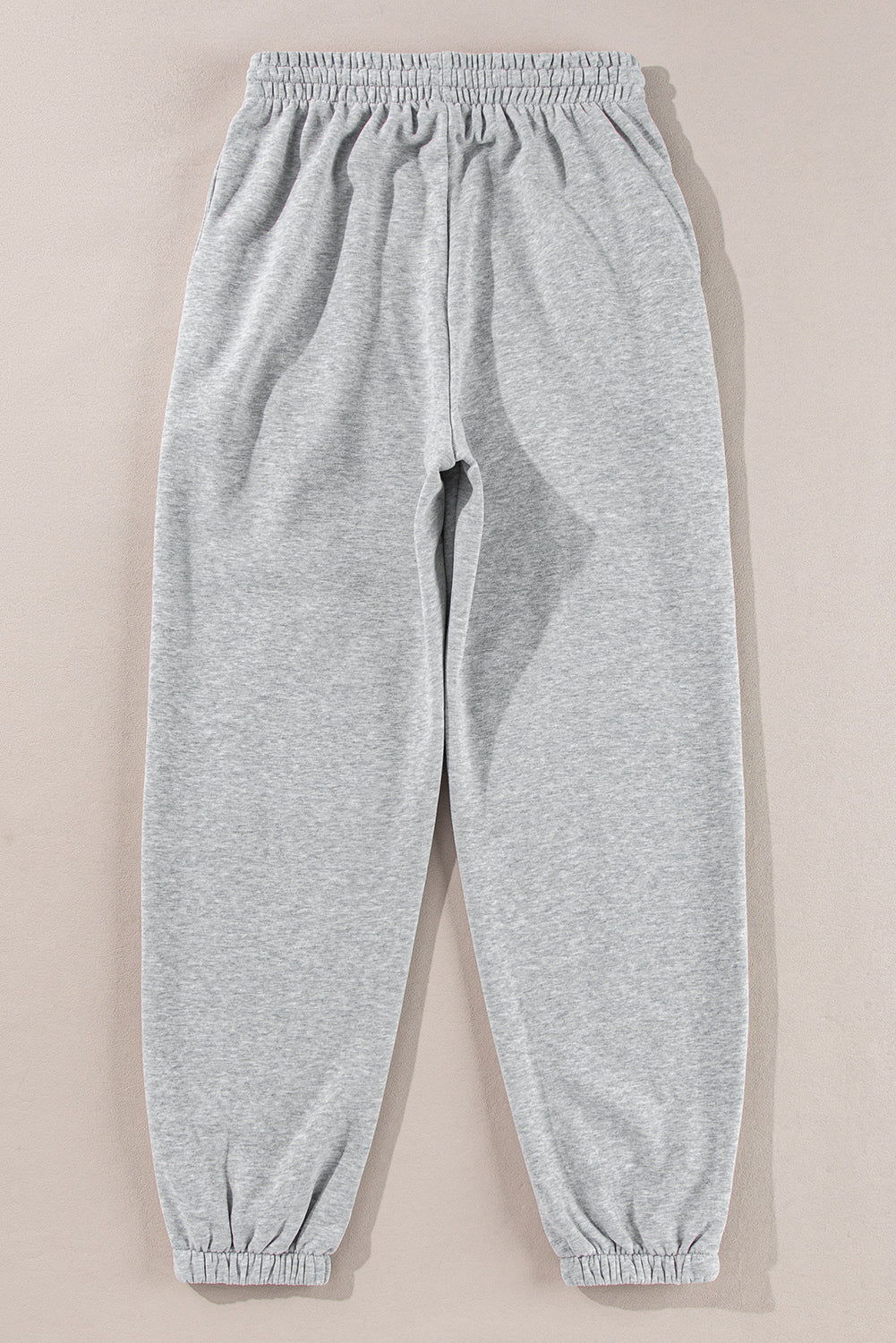 Light Grey Solid Color Fleece Lined Drawstring Waist Joggers Pants & Culotte JT's Designer Fashion