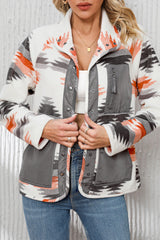 Multicolour Aztec Fleece Patchwork Snap Button Jacket Multicolour 100%Polyester Jackets JT's Designer Fashion