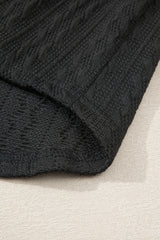 Black Textured Knit Side Pockets Open Front Cardigan Cardigans JT's Designer Fashion