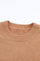Brown Color Block Striped Ribbed Knit Sweater Sweaters JT's Designer Fashion