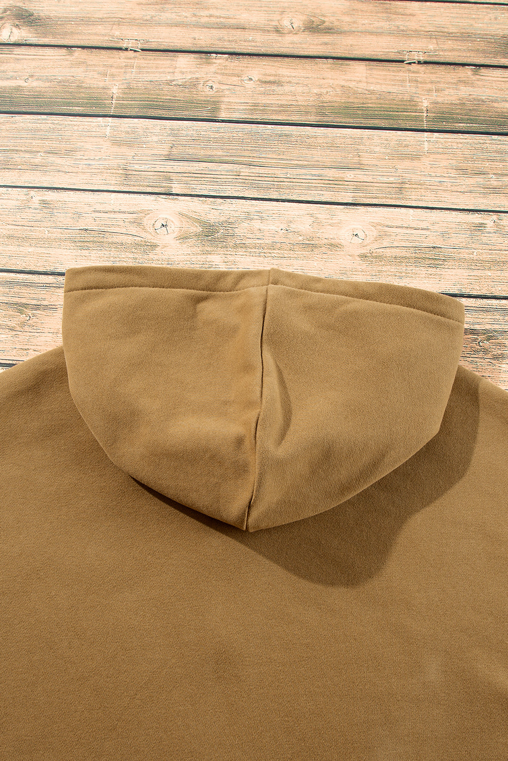 Brown Fleece Lined Half Zipper Kangaroo Pockets Loose Hoodie Sweatshirts & Hoodies JT's Designer Fashion