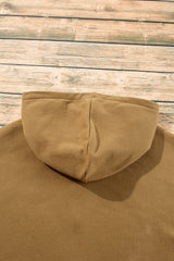 Brown Fleece Lined Half Zipper Kangaroo Pockets Loose Hoodie Sweatshirts & Hoodies JT's Designer Fashion
