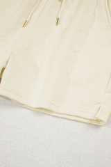 White Bow Jacquard Ruffle Sleeve Short 2pcs Outfit Short Sets JT's Designer Fashion