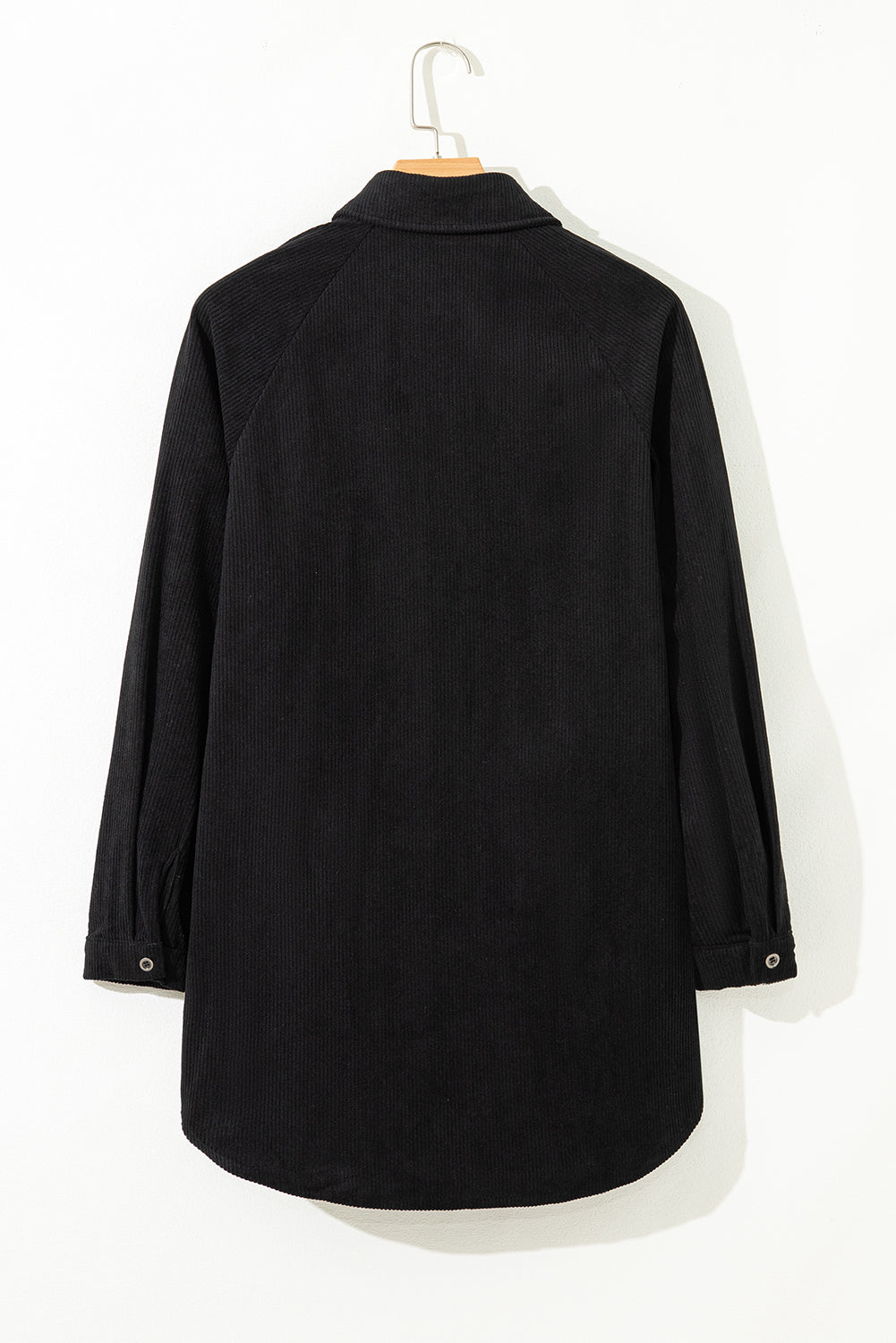 Black Corduroy Shirt Style Full Button Long Sleeve Shift Mini Dress Mini Dresses JT's Designer Fashion